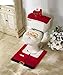 Christmas Red SOMAN Santa Toilet Seat Cover, Tissue Box Cover and Rug Set for Bathroom Christmas Decorations
