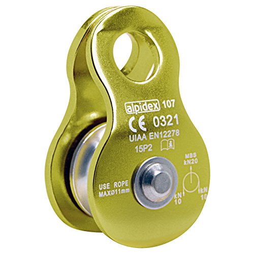 ALPIDEX Seilrolle Umlenkrolle 20 kN - Mobile Pulley Flaschenzug - für Seile bis 11 mm Durchmesser - EN12278