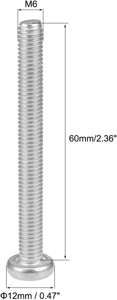 sourcing map M6x60mm Machine Screws Pan Phillips Cross Head Screw 304 Stainless Steel Fasteners Bolts 10Pcs - Image 4