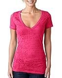Ladies Burnout Deep V-Neck Tee