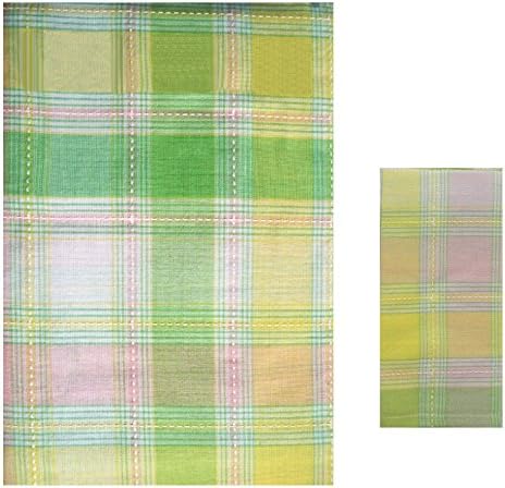 Well Dressed Home Fabric Tablecloth with Stitching (52" x 70") and 6 Napkins - Pastel Colors