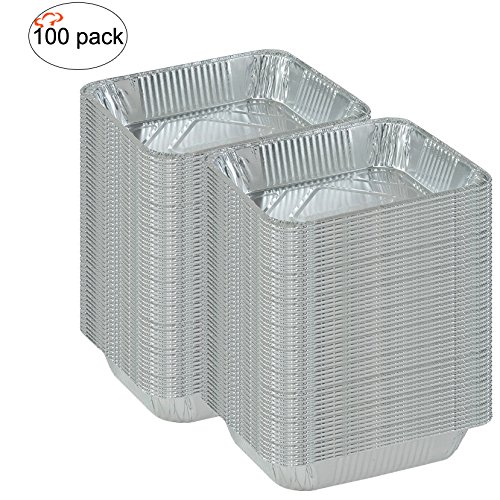 Tiger Chef TC-20493 Durable Half Size Deep Aluminum Foil Steam Table Pans with Recipe Card, Multi-Purpose Disposable Pans, 9" x 13" Size (Pack of 100)