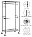 Finnhomy Heavy Duty Rolling Garment Rack Clothes Rack with Double Hanger Rods and Shelves, Portable Closet Organizer with Wheels, 1'' Diameter Thicken Steel Tube Hold Up to 300Lbs, Black
