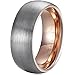 MNH Tungsten Wedding Band-Mens Tungsten Ring-Rose Gold Plated Inner Ring- 14mm Brushed Surface
