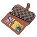 iPhone 6+ Case, iPhone 6s Plus Wallet, Inside Cover Can Be Removed From Wallet, With Multi Card Holders, Hand Strap, Brown Checker, For Men Guys, Premium High Quality, Multipurpose Bag, Classy Design