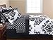 Black & White Damask Full Comforter & Sheet Set (8 Piece Bed In A Bag)