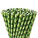 ALINK Green Bamboo Print Paper Straws, Biodegradable Party Drinking Straws, Pack of 100