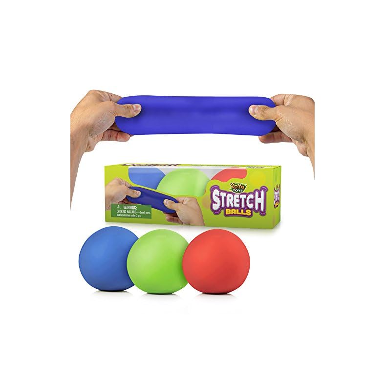Pull, Stretch and Squeeze Stress Balls by YoYa Toys – 3 Pack – Elastic Construction Sensory Balls – Ideal for Stress and…