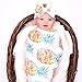 Quest Sweet Newborn Swaddle Blankets and Headband Set for Girls and Boys,Baby Swaddle Receiving Blankets