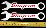 Vintage Snap On Wrenches - Red on Silver Metallic HQ Vinyl Sticker Decals! Set of 2 at 6in x 1.2in