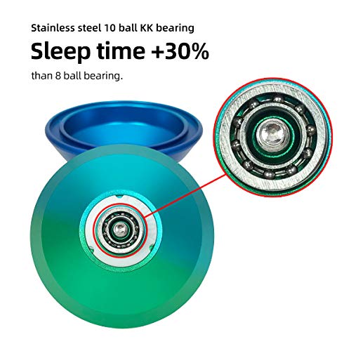 INONE Aurora YOYO Aluminum Alloy Unresponsive Yo-yos Designed for Kids, Yo-Yo Fans, Beginners Gift Glove, 10 Strings, Spare Bearing - Thumbnail 5