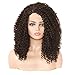 YIROO Afro Curly Wig Synthetic Fiber Lace Front Wig Kinky Curly L Part 16 inch Heat Resistant Wigs with Cap Replacement Dark Brown Color Wig For Women(16inch,#4)