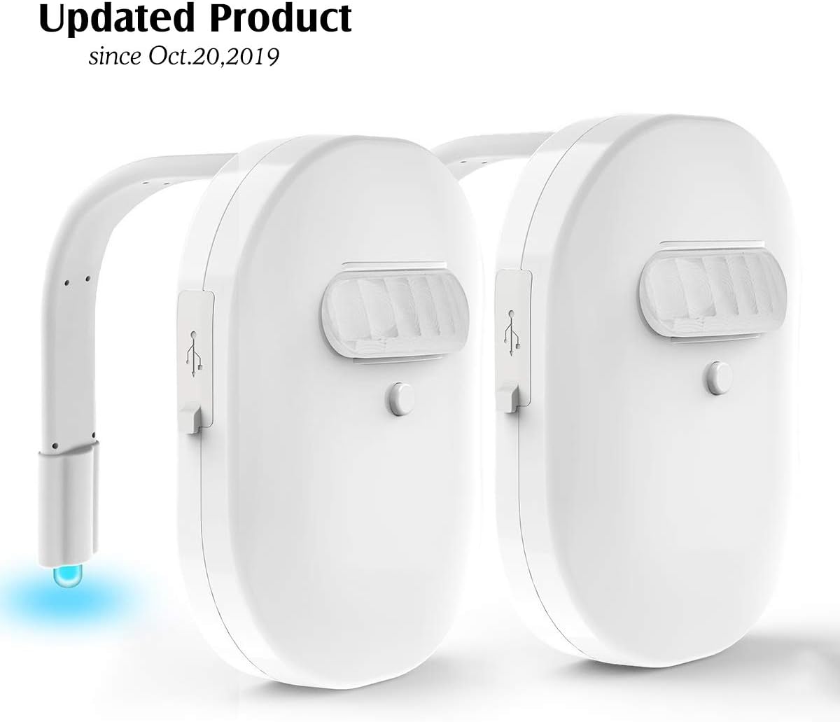 2019 [New Version] 2-Pack Rechargeable Toilet Light with IP67 Waterproof Design, Elimi Toilet Night Light with 12 Color Changes of LED, Motion Activated Sensor in Darkness Only