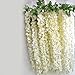 e-joy 24 Piece Realistic Artificial Silk Wisteria Vine Ratta Silk Hanging Flower Plant for Home Party Wedding Decor and Other Various Events, Each White