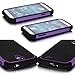 E LV Hybrid Dual Layer Armor Defender Protective Case Cover (Hard Plastic with Soft Silicon) for Samsung Galaxy S4 S IV i9500 with 1 Screen Protector, 1 Black Stylus, 1 Micro Fiber - (PURPLE)