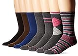 Ben Sherman Men's 7 Pack Brian Crew Socks, Brown/Navy/Charcoal, Sock Size: 10-13/Shoe Size:9-11