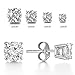 LIEBLICH Round Cut Cubic Zirconia Stud Earrings Stainless Steel Yellow Gold Plated Earrings Set 4 Pairs 3mm-6mm