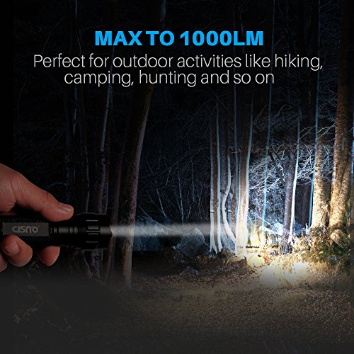 CISNO Portable Ultra Bright 1000 Lumens Tactical LED Flashlight with Upgraded Remote Pressure Switch and Offset Mount, Water Resistant Torch for Hunting Hiking Camping - Thumbnail 4