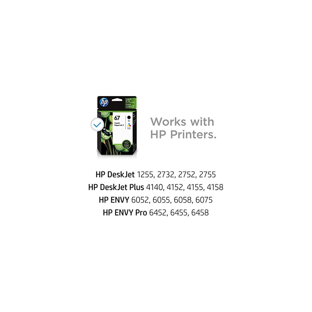 HP 67 | 2 Ink Cartridges | Black, Tri-Color | Works with HP ENVY 6000 Series, HP ENVY Pro 6400 