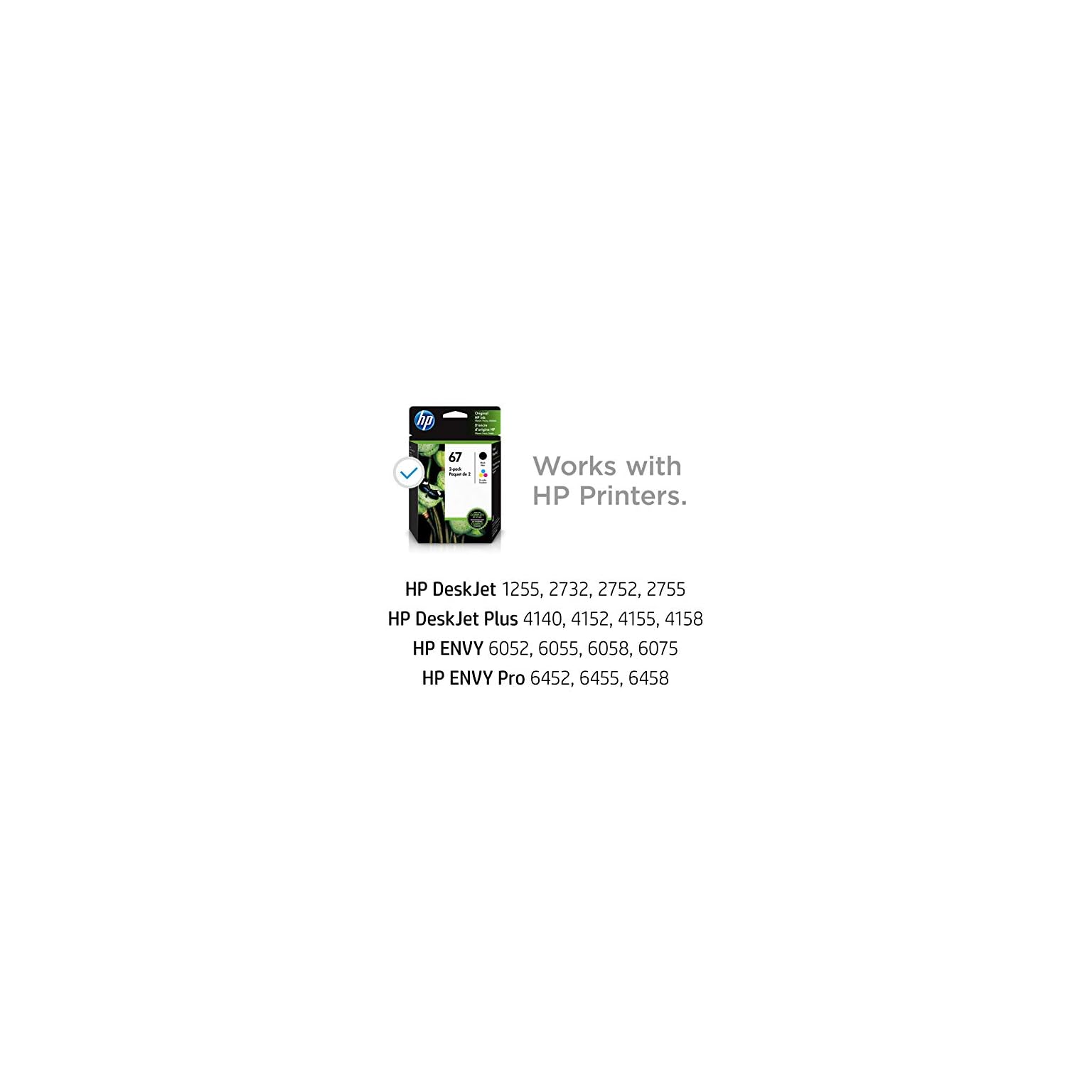 HP 67 | 2 Ink Cartridges | Black, Tri-Color | Works with HP ENVY 6000 Series, HP ENVY Pro 6400 