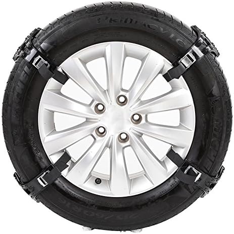 Trying 4pc Car Anti-skid Snow Chains Tension Straps Anti-skid Belt Emergency Winter Sand Road Anti Slip Tire Chain Car Security Chains (Black)
