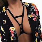 Gotd Sexy Women Ladies Hollow Strappy Bra Cage Crop Top Bustier Tops (S, Black)