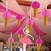 Pink Hanging Honeycomb Ice Cream Decorations - Pack of 8 - Summer Ice Cream Party Hanging Tissue Paper Decorations Are Great For Parties And Events