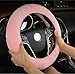 U&M Wool Car Steering Wheel Cover Soft Fluffy Natural Sheepskin Vehicle Non-slip Wheel Cushion Protector Universal Fit for 15 inch for Women
