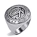 ELFASIO Stainless Steel Ring Mens Boys Egyptian Eye of Ra Horus Udjat Silver Tone Jewelry, Size 7-13