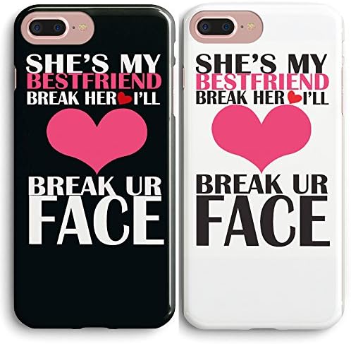 (1 x White)BFF Summer Short &amp; Tall Girls If You Break Her Heart I'll Break Your Face Best Friends Bumper Rubber Matching Couple Phone Case