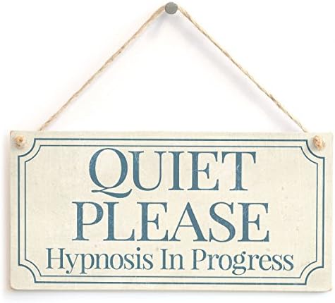 IvyDalton Quiet Please Hypnosis In Progress - Functional Small Office/Home Treatment Room Hanging Door Shabby Chic Wooden Sign Plaque 5" X10"