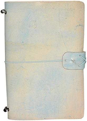 Handmade 100% Leather Journal Diary Refillable Notebook Vintage Antique Looking Silk Smooth Notebook Gift for Him Her, Blue By Habitable Zone of A5 size 8.25"X6"