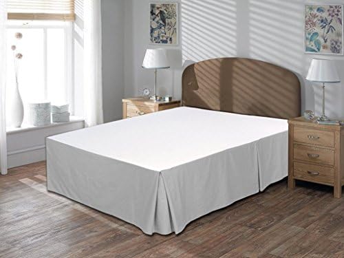 Vedanta Home Collection Hotel Quality 700-Thread-Count Egyptian Cotton Queen Size One Piece Split Corner Bed Skirt 12 Inch Drop Length Silver Gray Solid