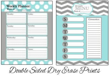 Dry Erase Weekly Planner and Menu (Aqua Chevron)