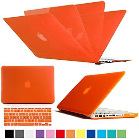 Multi Colors Hard Case Cover &amp; Keyboard Cover Skin Snap On Case Cover For Macbook Air, Macbook Pro , Macbook Retina Display (Orange, Macbook Air 11")