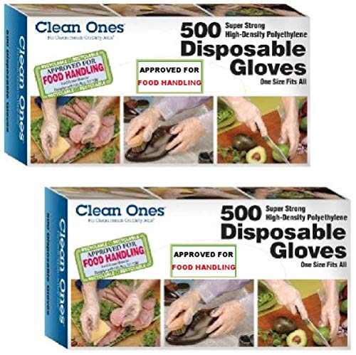 Clean ones Disposable Gloves - 2000 Gloves - 4 Pack (500 Count Each)