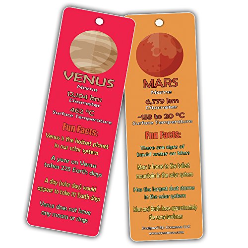 image for Creanoso Outer Space Planets Universe Fun Facts Bookmark Cards (60-Pac