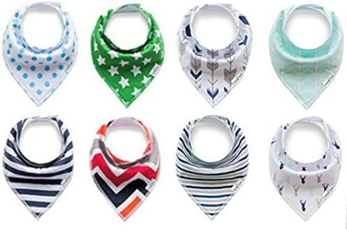 Sweet Little Angels Baby Bandana Drool Bibs, Unisex 8-pack GiftSet for Drooling and Teething, Hypoallergenic 100% Organic Cotton, Absorbent 100% Polyester, Soft and Absorbent- For Boys and Girls