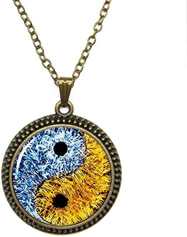 Fashion Necklace Pendant Jewelry Water and Fire Glass Dome Cabochon Steampunk Bronze Necklace