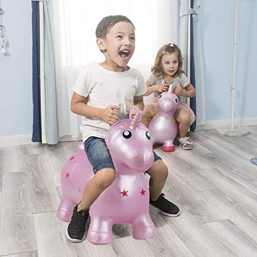 Unicorn Hopper, Horse Hopper, Bouncy Inflatable Animal Ride-on Toy for Children, Boys and Girls, Toddlers (Pump Included)