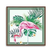 Framed Canvas Wall Art Leaves, Birds, Abstracts Canvas Prints Home Artwork Decoration for Living Room, Bedroom - 16x16 inches