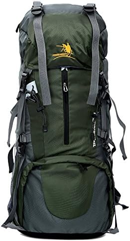 65L Travel, Hiking, Camping, Hunting Large Internal Frame Backpack By MMO – Rip Stop Fabric – Side Pockets – Adjustable Height Torso – Cushioned Shoulder Straps (Dark Green)