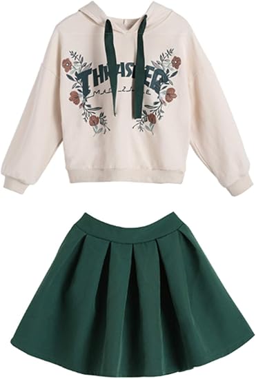 ミリケ 女の子 パーカー スカート 2点セット 子供服 セットアップ スウェット ガールズ フレアスカート 秋冬 キッズ トレーナーパーカー グリーン150 トレーナー パーカー 通販 Amazon
