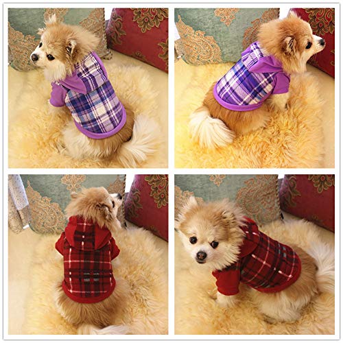 Longay Dog Pet Clothes Hoodie Warm Fleece Puppy Coat Apparel (Purple, XS)