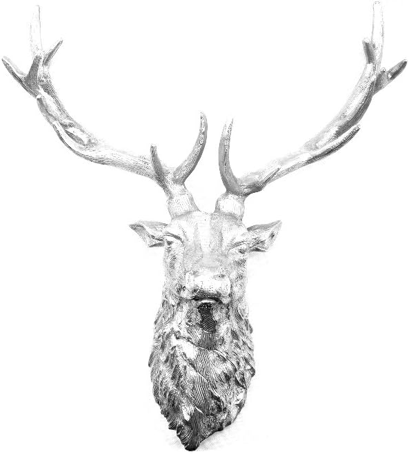 New - Contemporary Metal Wall Art Sculpture - Large Ruffle Stag Head - Silver - Image 3