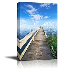Canvas Prints Wall Art - A Landscape Pier and Lake - 12" x 18"