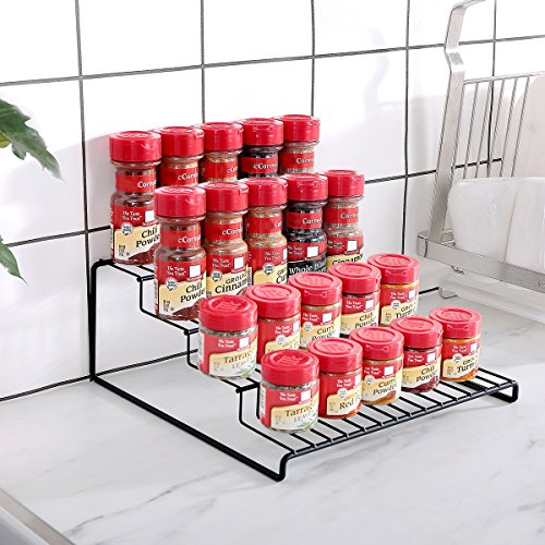 4 Tier Cabinet Spice Rack Organizer GONGSHI-Step Shelf Storage-Black
