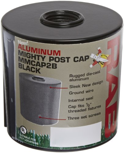 RAB Lighting MMCAP2B Mighty Post Metal Caps and Box for 2" Pipe, Aluminum, 2-3/8 OD x 2-3/4 Height, Black