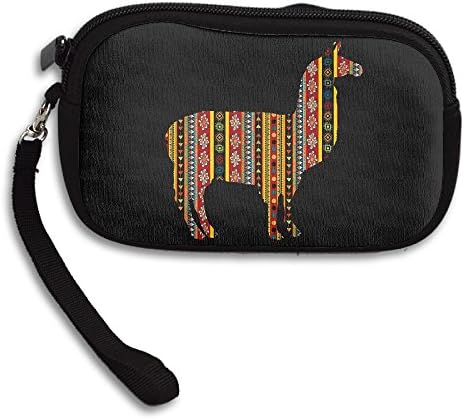 African Textiles Llama Coin Purse Wallet Wristlet Pouch Coin Wallet Zipper Change Holder