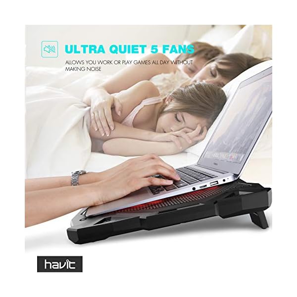 HAVIT-Laptop-Cooling-Fan-Portable-Cooling-Pad-with-5-Quiet-Fans-and-2-USB-Ports-for-Up-to-17-Laptops-F2068-BlackRed HAVIT Laptop Cooling Fan, Portable Cooling Pad with 5 Quiet Fans and 2 USB Ports, Laptop cooler for Up to 17” Laptops…